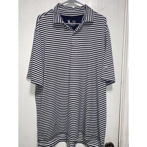 F&G Tech Golf Mens XXL Short Sleeve‎ Polo Shirt Striped Blue White